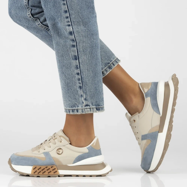 Skórzane sneakersy Filippo DP6733/25 BE BL beżowe