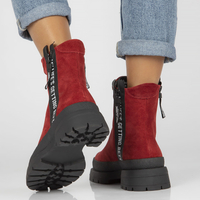 Skórzane botki na obcasie Filippo DBT4164/22 RD czerwone