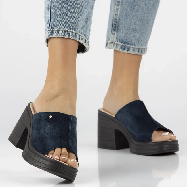 Leather slippers Filippo DK6814/25 NV navy