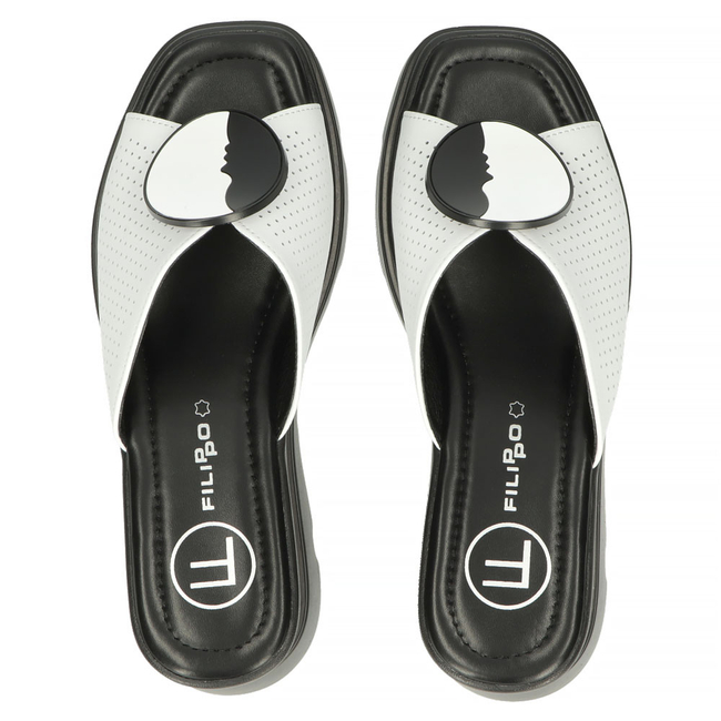 Skórzane klapki Filippo DK4608/23 WH białe