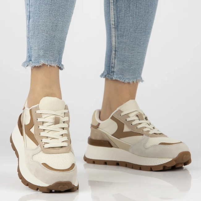 Leather sneakers Filippo DP7070/25 BR white brown