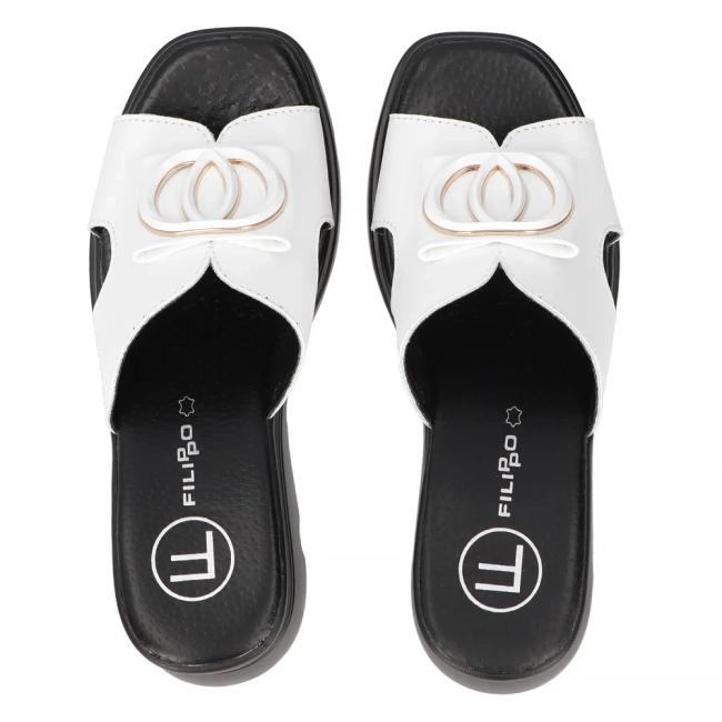 Leather slippers Filippo DK6078/24 WH white