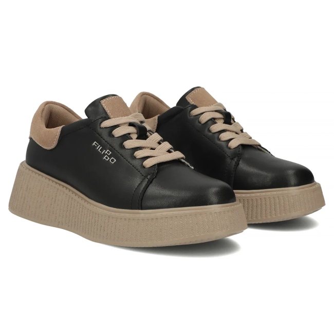 Skórzane sneakersy Filippo DP7982/26 BK czarne