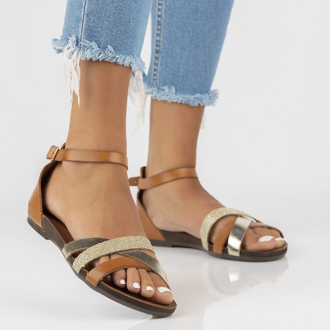 Leather sandals Filippo 40225 brown-gold