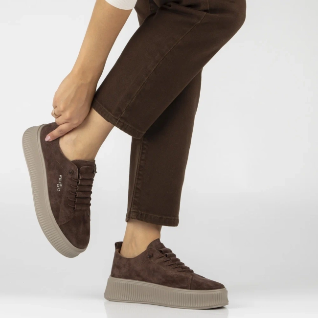 Skórzane sneakersy Filippo DP8343/26 D BR ciemnobrązowe