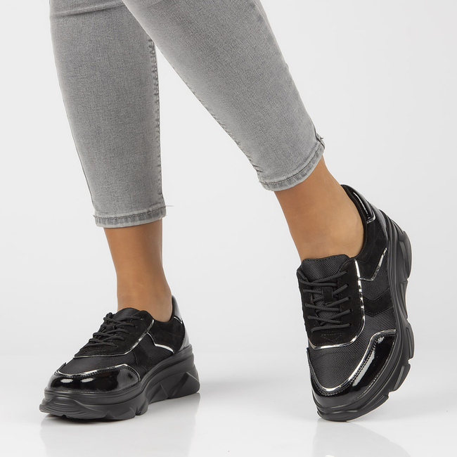 Leather lace-up sneakers Filippo DP3178/21 BK black