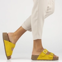 Leather flip-flops Yokono WIWI-003 SERRAJE CITRON yellow