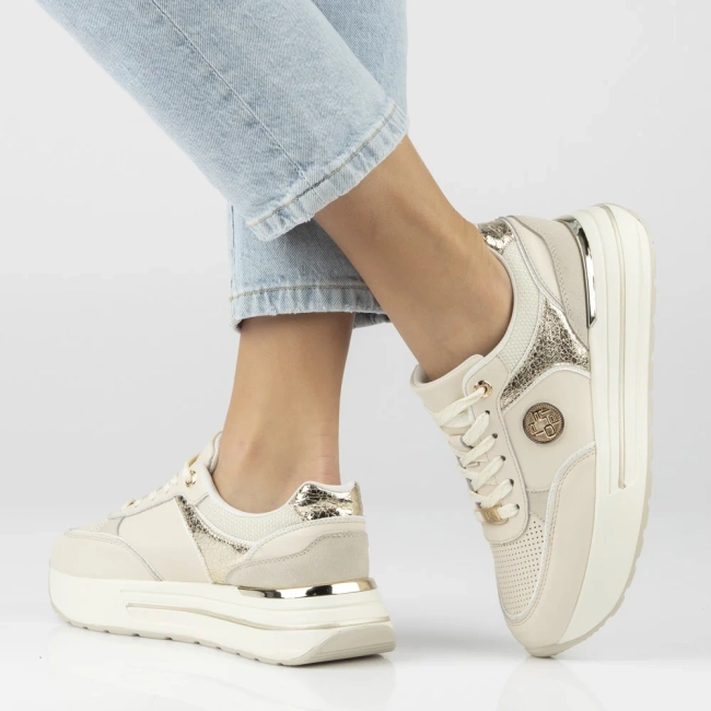 Skórzane sneakersy Filippo DP7773/26 BE beżowe