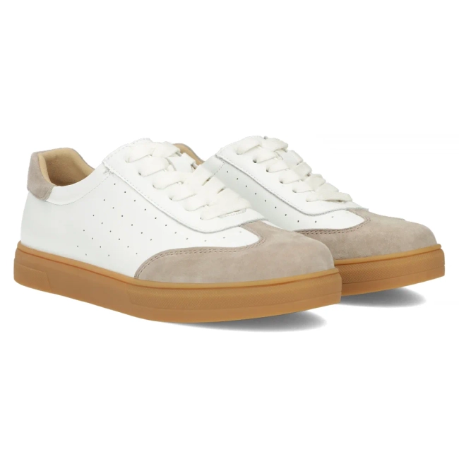Skórzane sneakersy Filippo DP6128/25 WH BE białe
