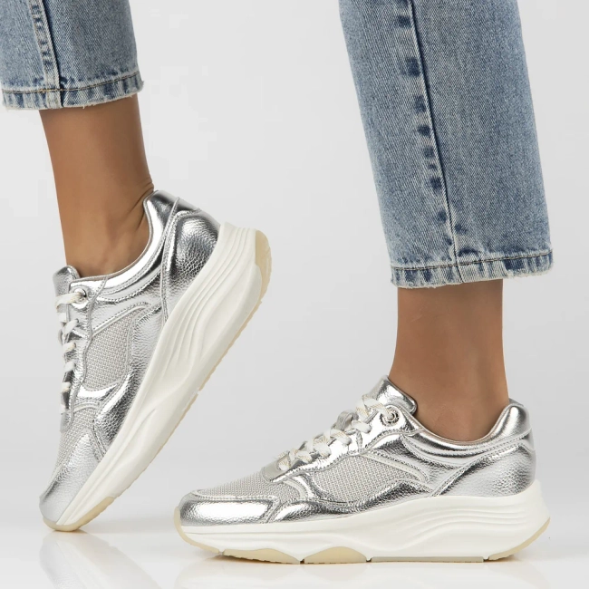 Skórzane sneakersy Filippo DP6723/25 SI srebrne