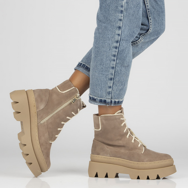 Skórzane botki typu workery Filippo 60404 Taupe