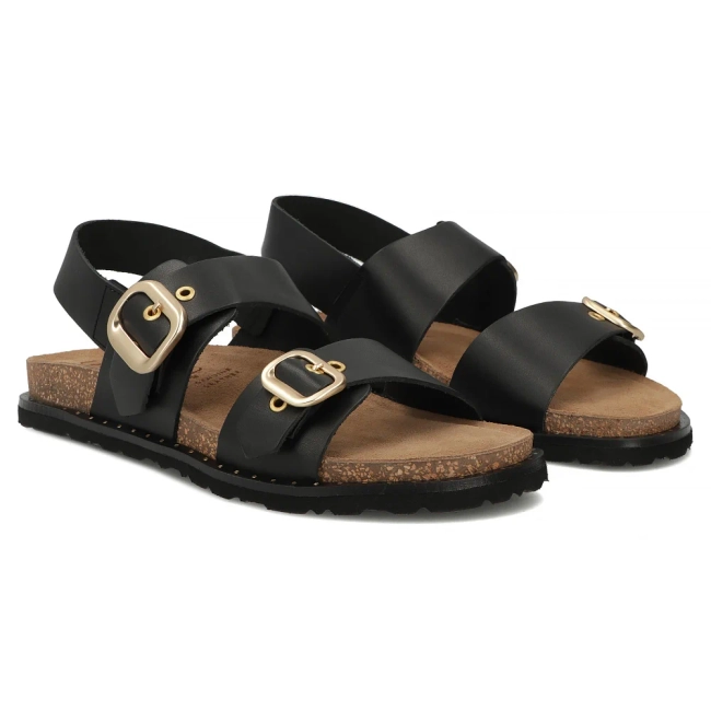 Leather sandals BOLUS-252 NAPA NEGRO black