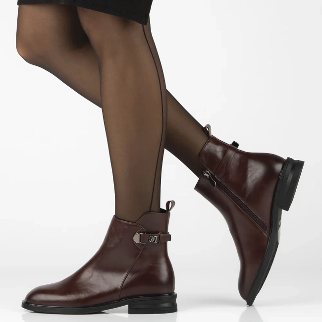 Leather ankle boots Filippo DBT7354/25 BG burgundy