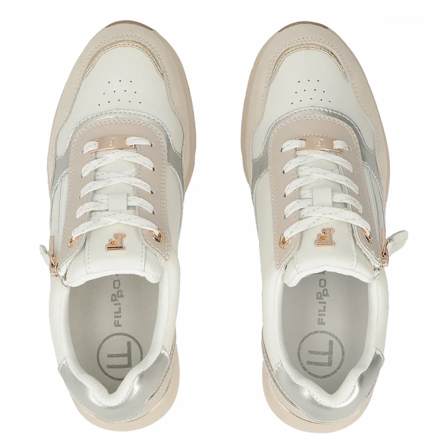 Skórzane sneakersy Filippo DP7767/26 WH biało-beżowe
