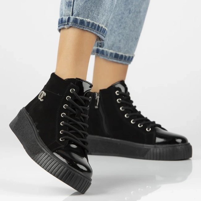 Leather ankle boots DBT6483/24 BK black