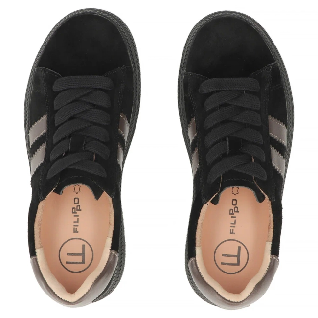 Skórzane sneakersy Filippo DP7981/26 BK czarne