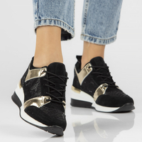 Skórzane sneakersy Filippo DP3170/21 GO czarne złote