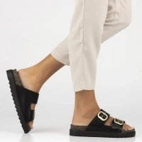 Leather flip-flops Yokono TUNEZ-130 VAQ NEGRO black