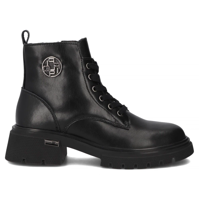 Skórzane botki na obcasie Filippo DBT7422/25 BK czarne