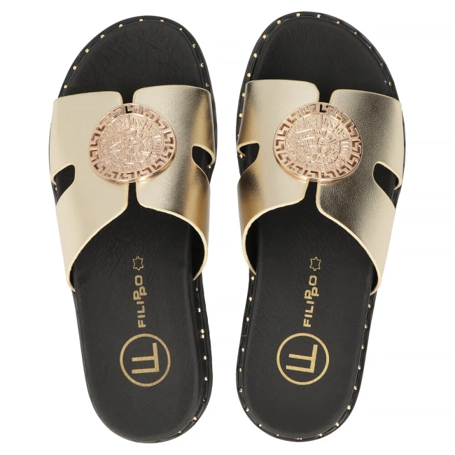 Leather flip-flops Filippo DK7050/25 GO gold