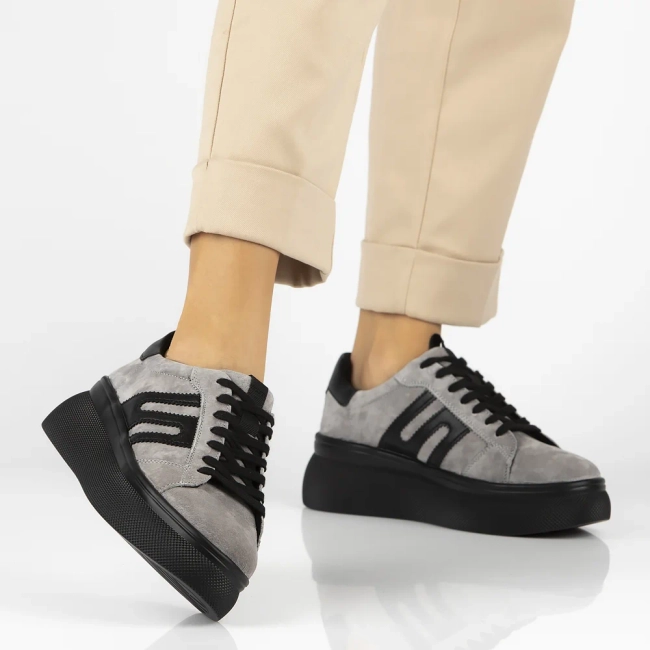 Leather sneakers Filippo DP7175/25 GR grey