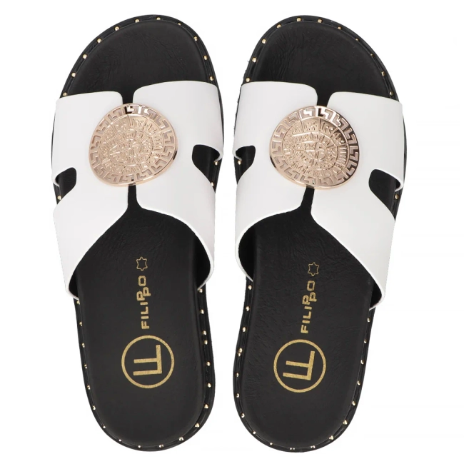 Leather flip-flops Filippo DK7050/25 WH white