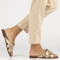 Leather flip-flops Filippo 40387 gold