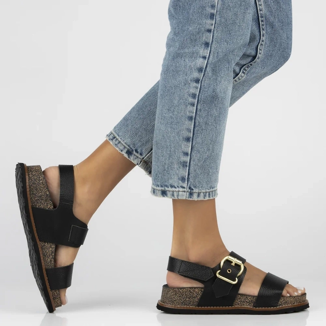 Skórzane sandały Yokono OCA-254 OPAK NEGRO czarne