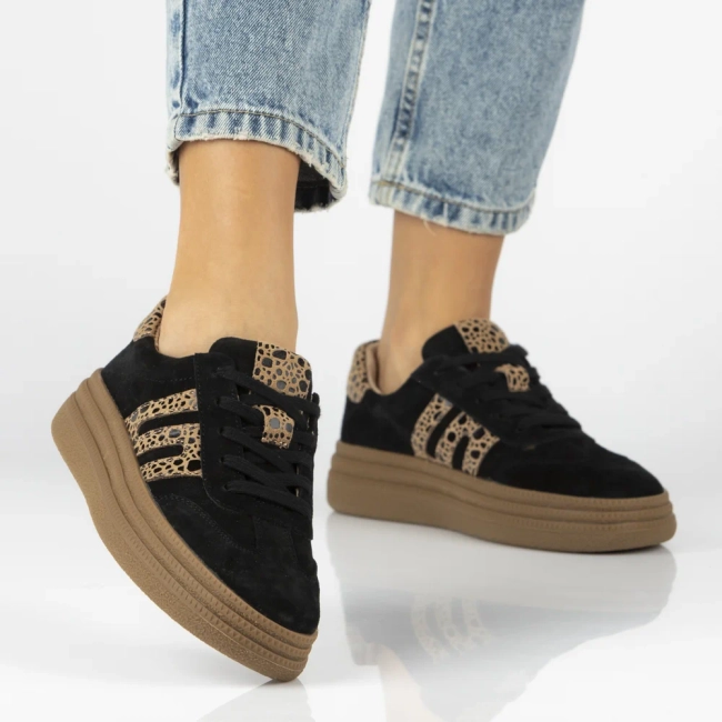 Skórzane sneakersy Filippo DP7114/25 BK LEO czarne