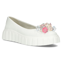 Skórzane półbuty na platformie Filippo DP4682/23 WH białe