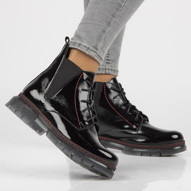 Leather ankle boots Filippo 60266 black lacquered