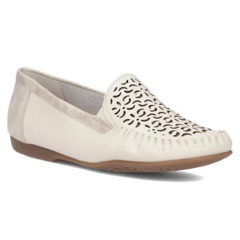 Skórzane mokasyny Rieker L6350-60 beżowe