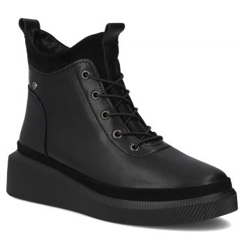 Skórzane botki na platformie Filippo DBT4799/25 BK czarne