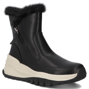 Skórzane botki na platformie Filippo DBT7157/25 BK czarne