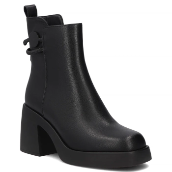 Skórzane botki na obcasie Filippo DBT8158/26 BK czarne