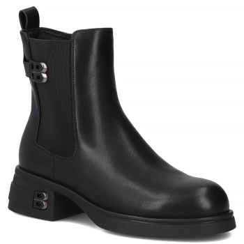 Skórzane botki na obcasie Filippo DBT7195/25 BK czarne
