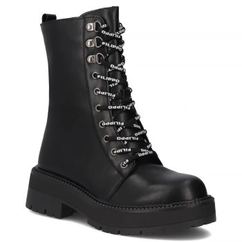 Skórzane botki typu workery Filippo DBT7256/25 BK czarne