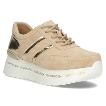 Skórzane Sneakersy Filippo DP3689/22 BE beżowe