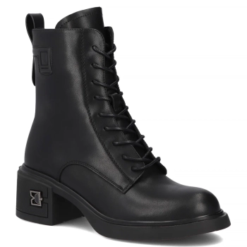 Skórzane botki na obcasie Filippo DBT7188/25 BK czarne