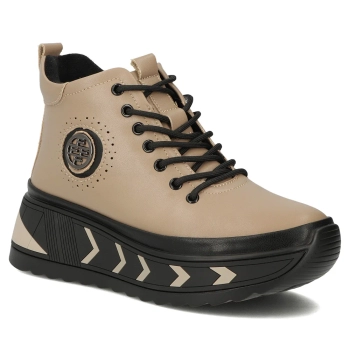Skórzane botki na platformie Filippo DBT4214/26 TP taupe