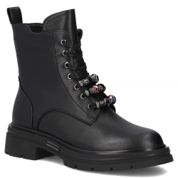 Skórzane botki Filippo DBT7347/25 BK czarne