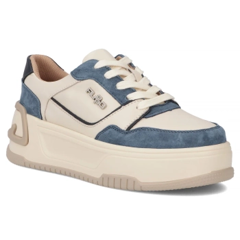 Skórzane sneakersy Filippo DP7116/25 BL BE niebiesko beżowe