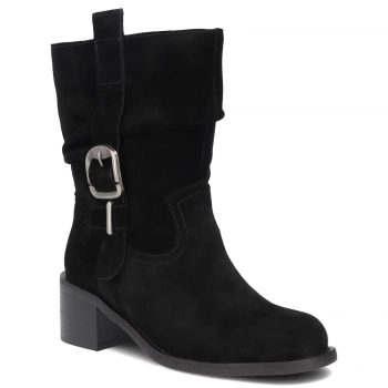 Skórzane botki na obcasie Filippo DBT8179/26 BK czarne