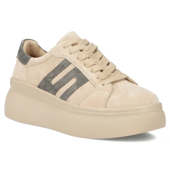 Skórzane sneakersy Filippo DP7175/26 BE GR beżowo-szare