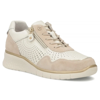 Skórzane sneakersy na platformie Filippo DP7605/26 BE beżowe