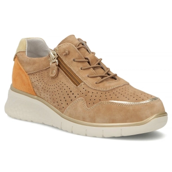 Skórzane sneakersy na platformie Filippo DP7605/26 CA brązowe