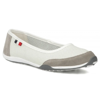 Skórzane baleriny Filippo DP142/26 WH GR biało-szare