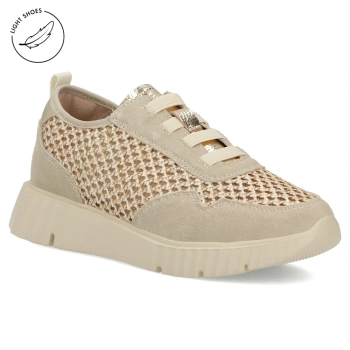 Skórzane sneakersy na platformie Filippo DP7700/26 BE beżowe