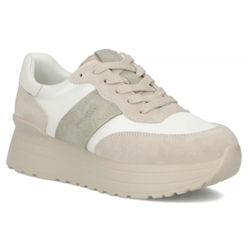 Skórzane sneakersy Filippo DP7562/26 WH biało-beżowe
