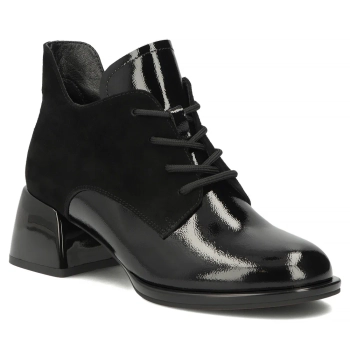 Skórzane botki na obcasie Filippo DBT8153/26 BK czarne